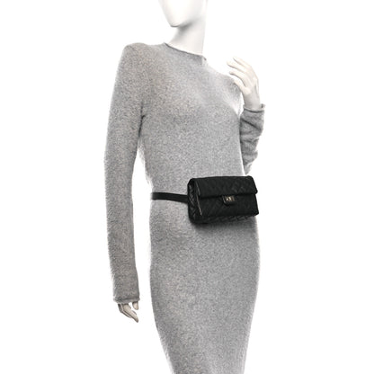 Chanel Grained Calfskin Quilted 2.55 Reissue Flap Belt Bag Clutch Black 2 of 10
