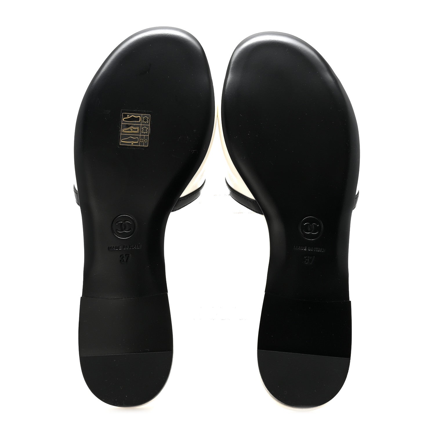 Chanel Lambskin CC Cutout Mules 37 Ivory Black 6 of 10