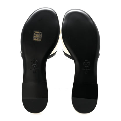 Chanel Lambskin CC Cutout Mules 37 Ivory Black 6 of 10