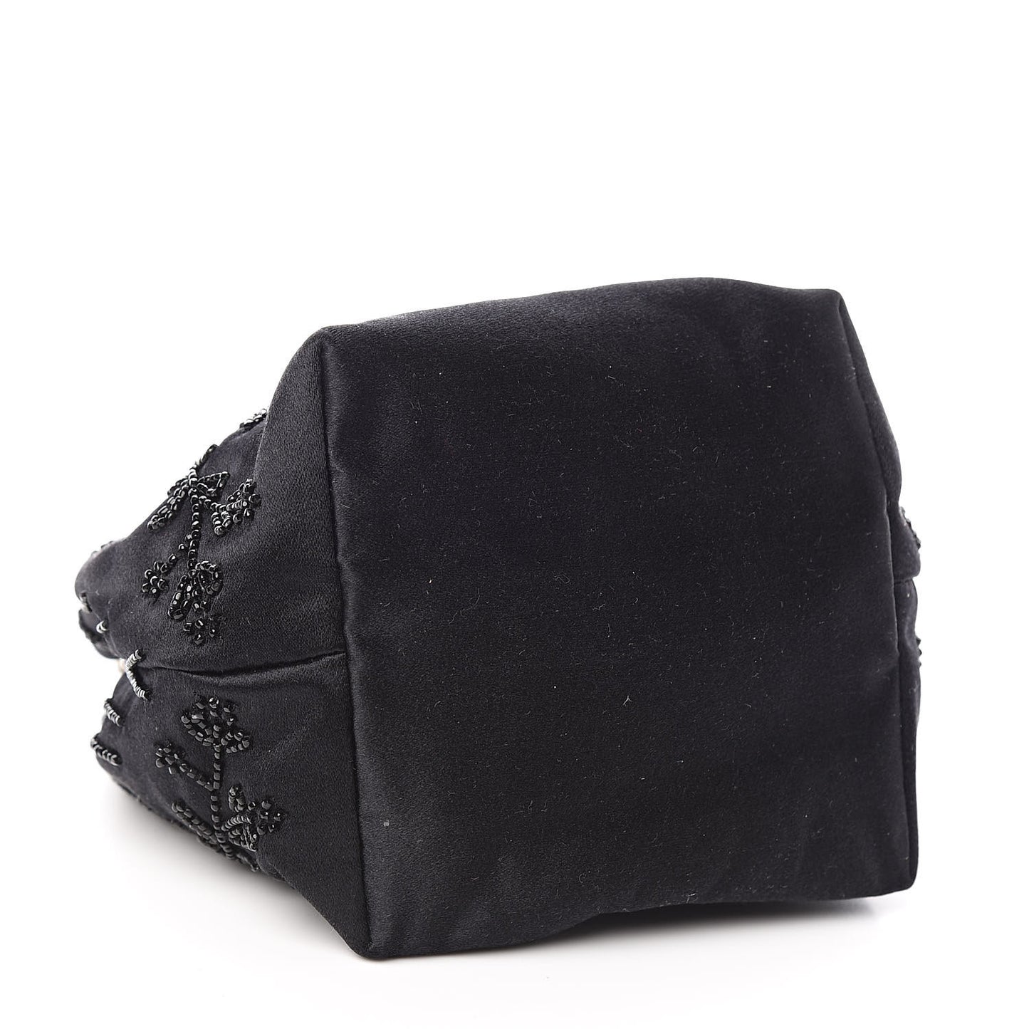 Satin Sequin Embellished Micro Shopping Bag Black