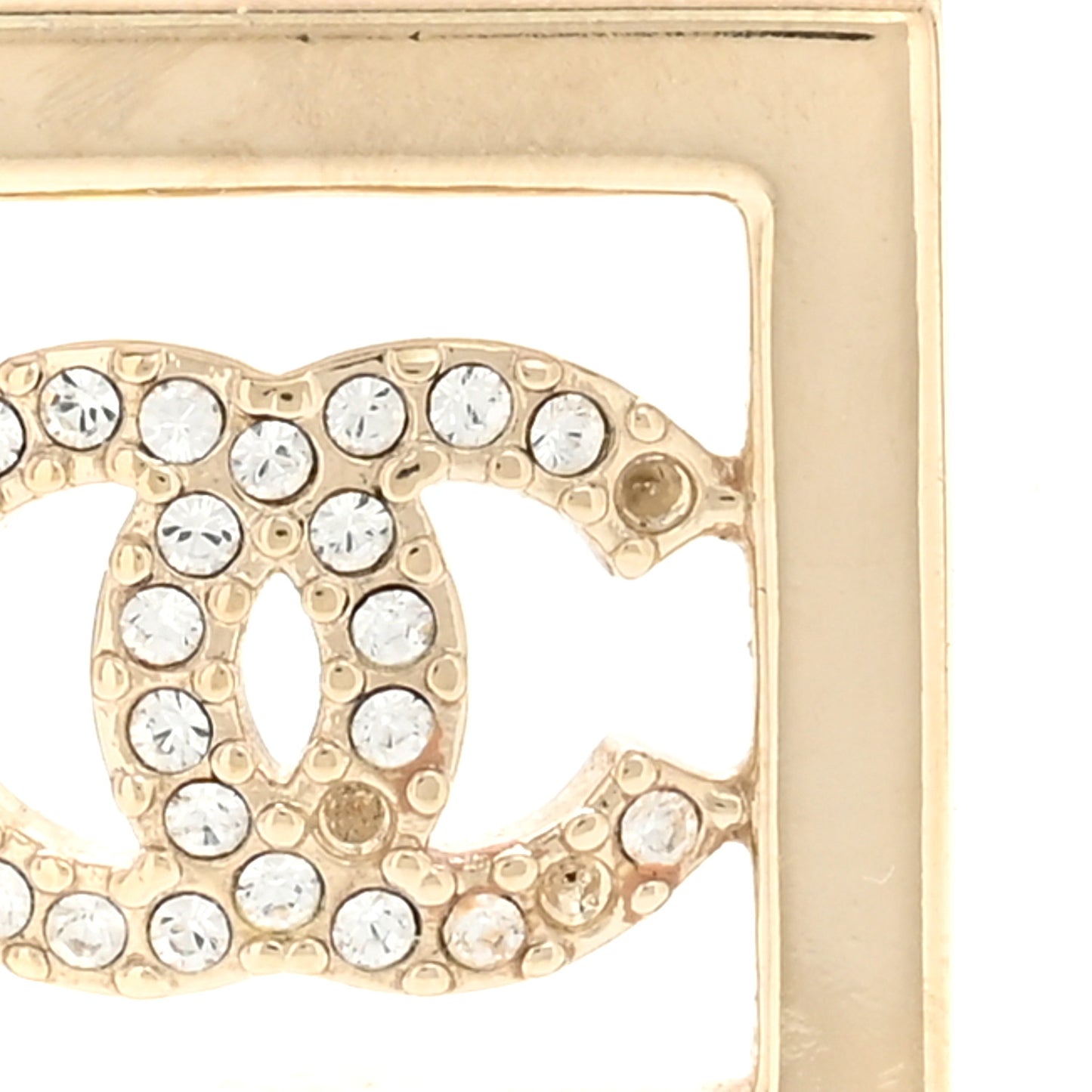 Metal Crystal Square CC Earrings Gold