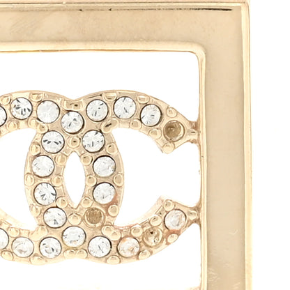 Chanel Metal Crystal Square CC Earrings Gold 5 of 7