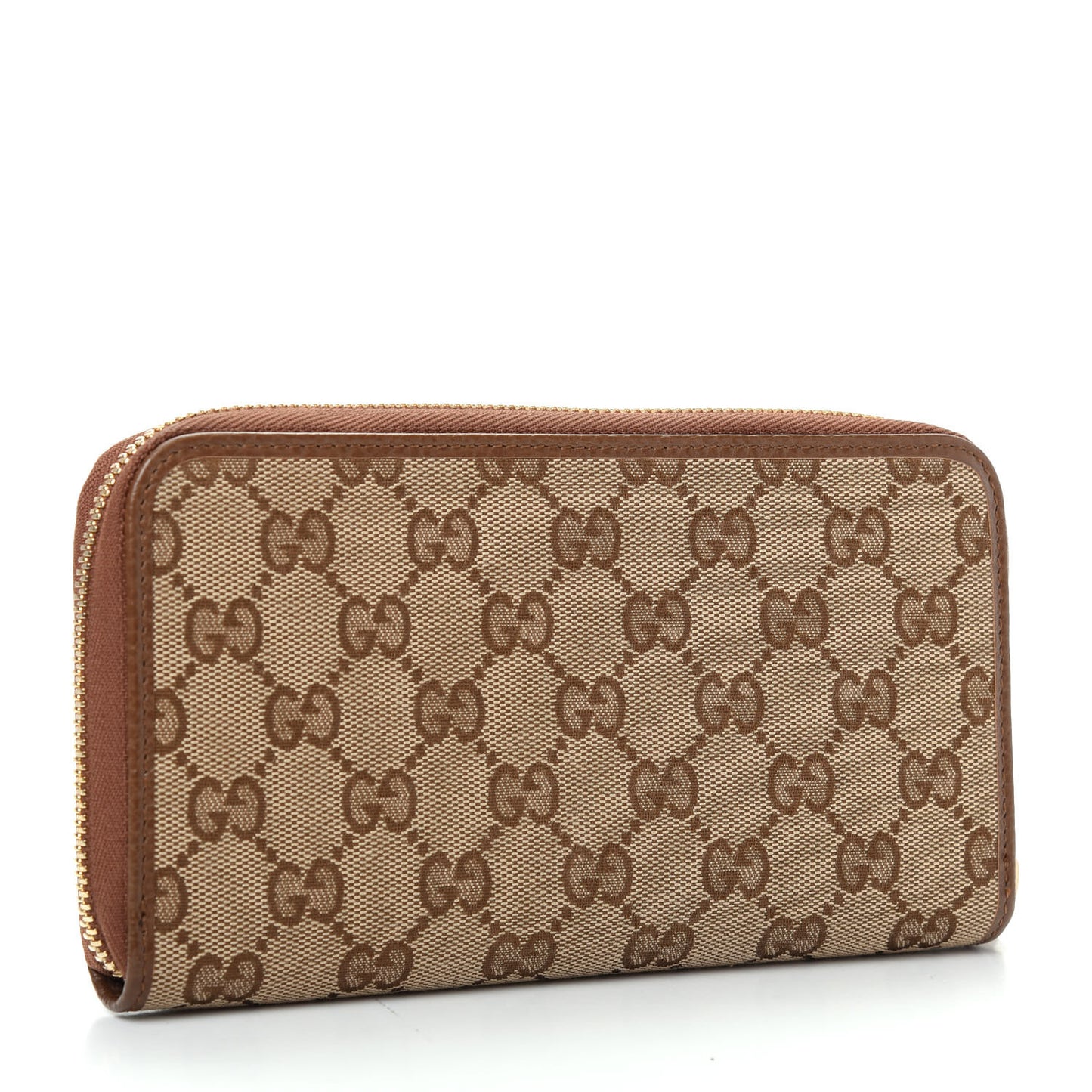 Monogram Dollar Calfskin Zip Around Wallet Beige Ebony Tabacco