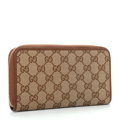Gucci Monogram Dollar Calfskin Zip Around Wallet Beige Ebony Tabacco 3 of 8