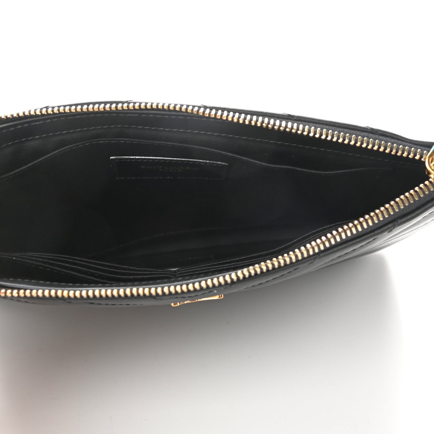 Saint Laurent Calfskin Matelasse Chevron Monogram A5 Wristlet Black 5 of 11