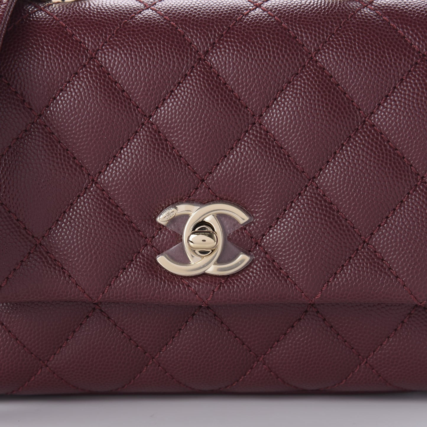 Caviar Quilted Extra Mini Coco Handle Flap Burgundy