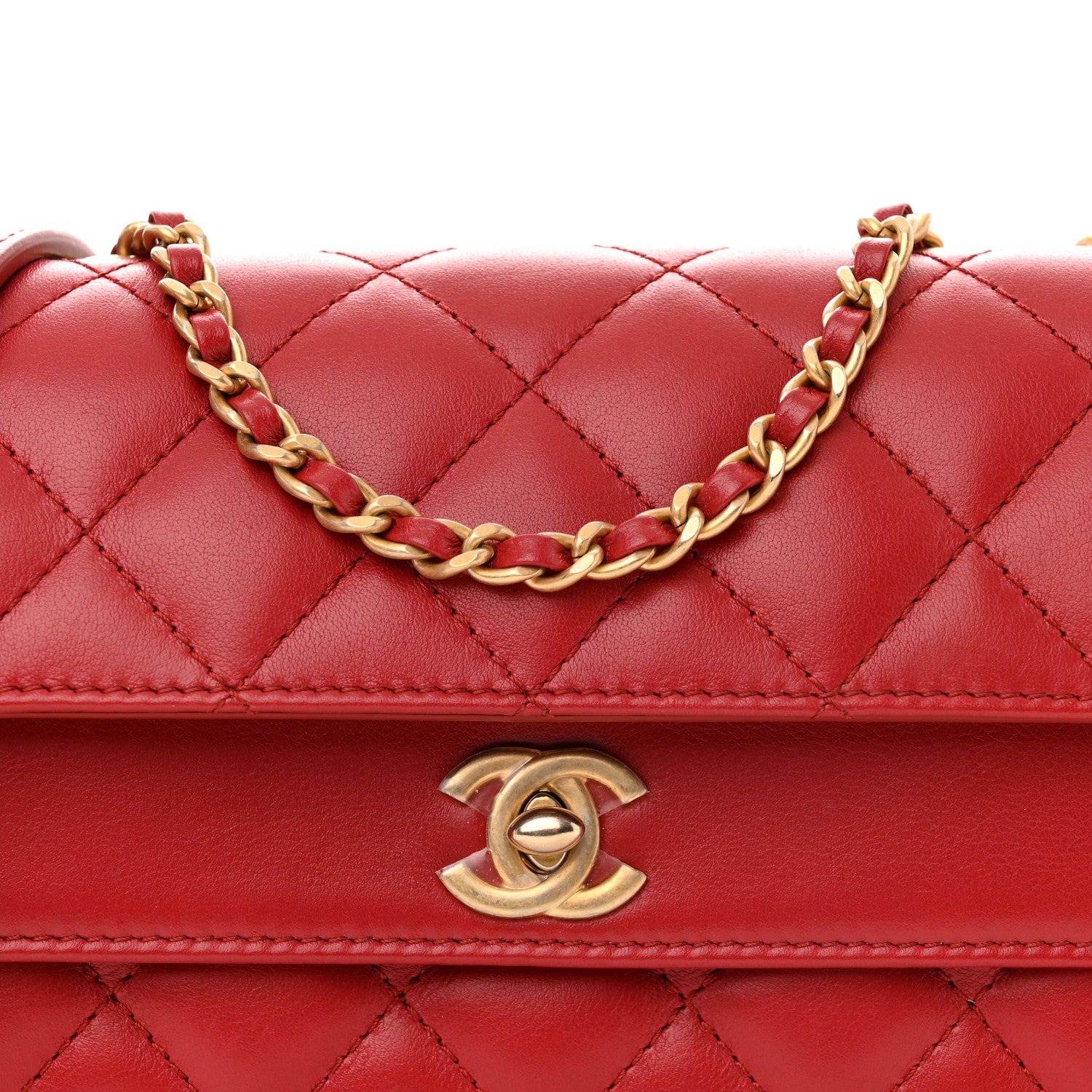 Chanel Calfskin Quilted Medium Triple Flap Red 8 of 17