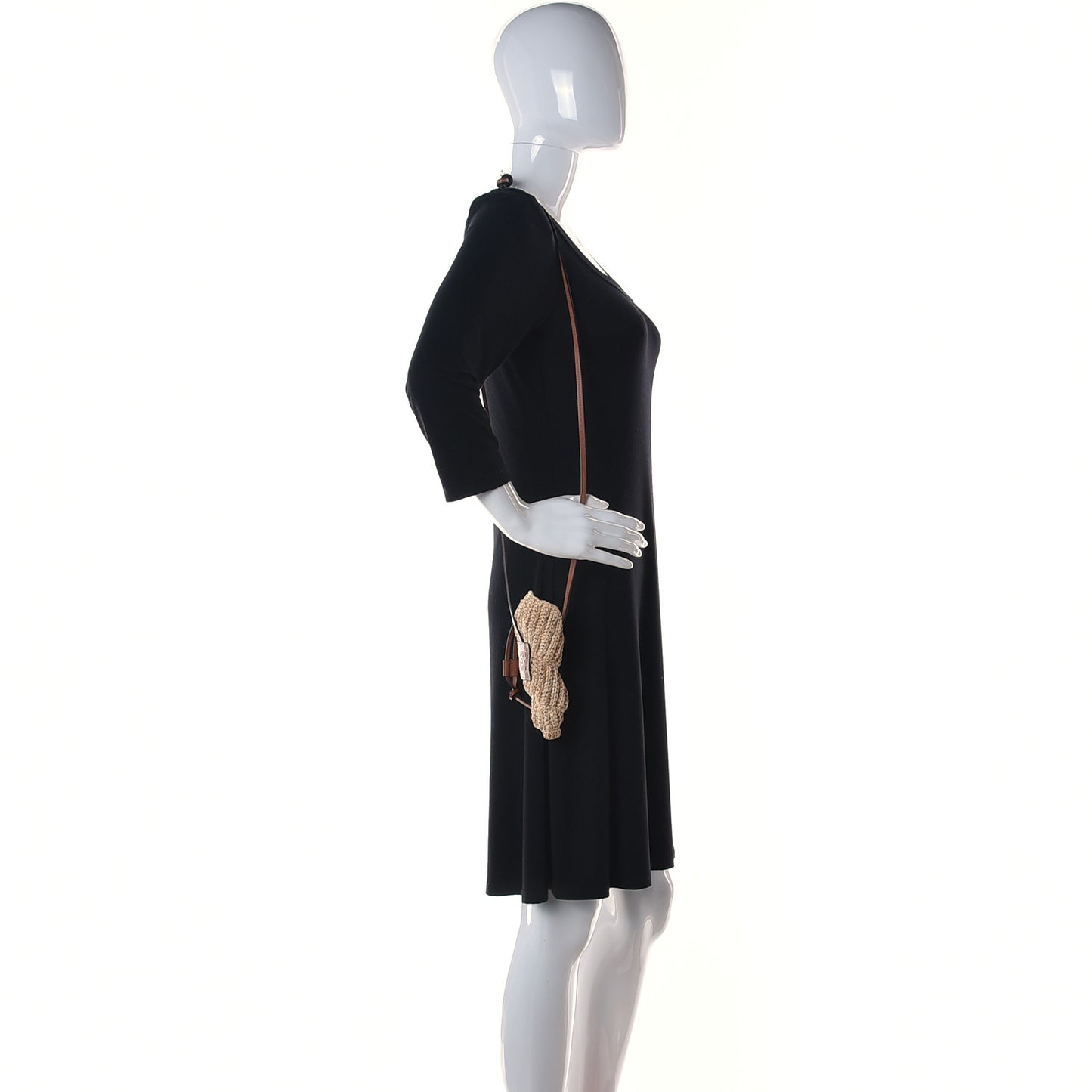 Calfskin Raffia Paulas Ibiza Tulip Shell Pouch Bag Natural Tan