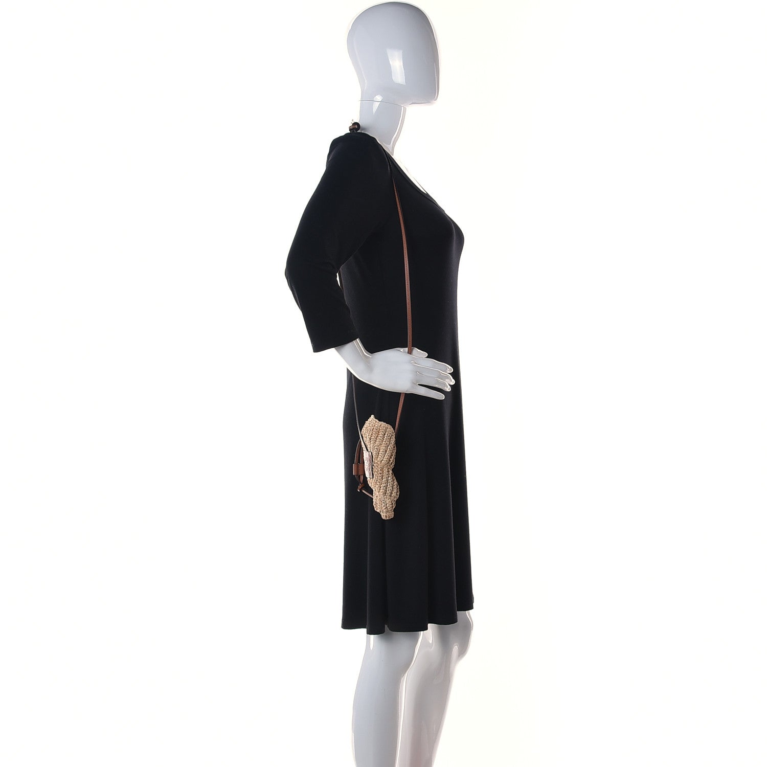 Loewe Calfskin Raffia Paulas Ibiza Tulip Shell Pouch Bag Natural Tan 2 of 9