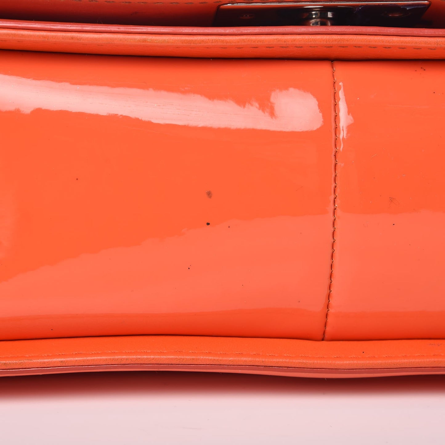 Patent Quilted Medium Plexiglass Boy Flap Orange