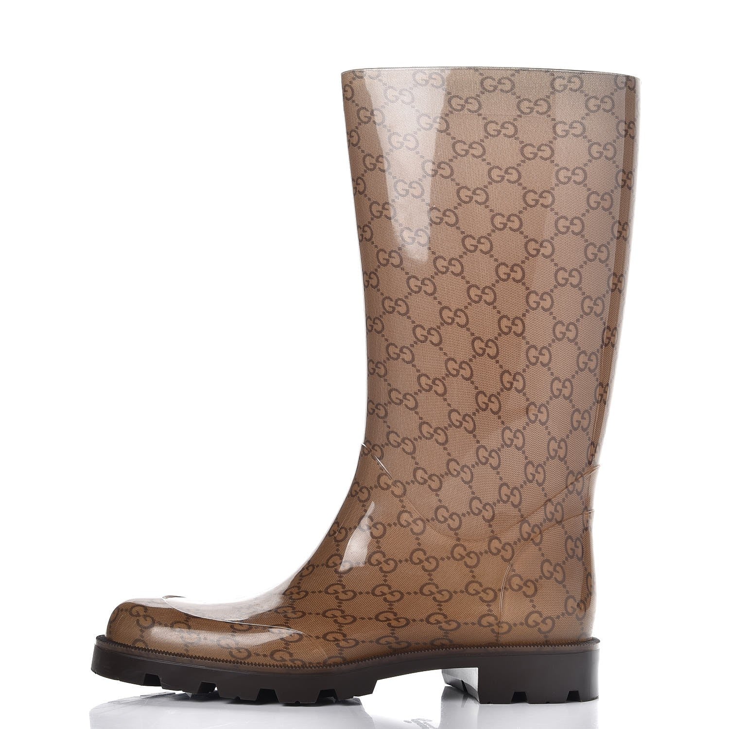 Gucci Rubber Monogram Edinburg Rain Boots 41 Transparent Cocoa 1 of 8