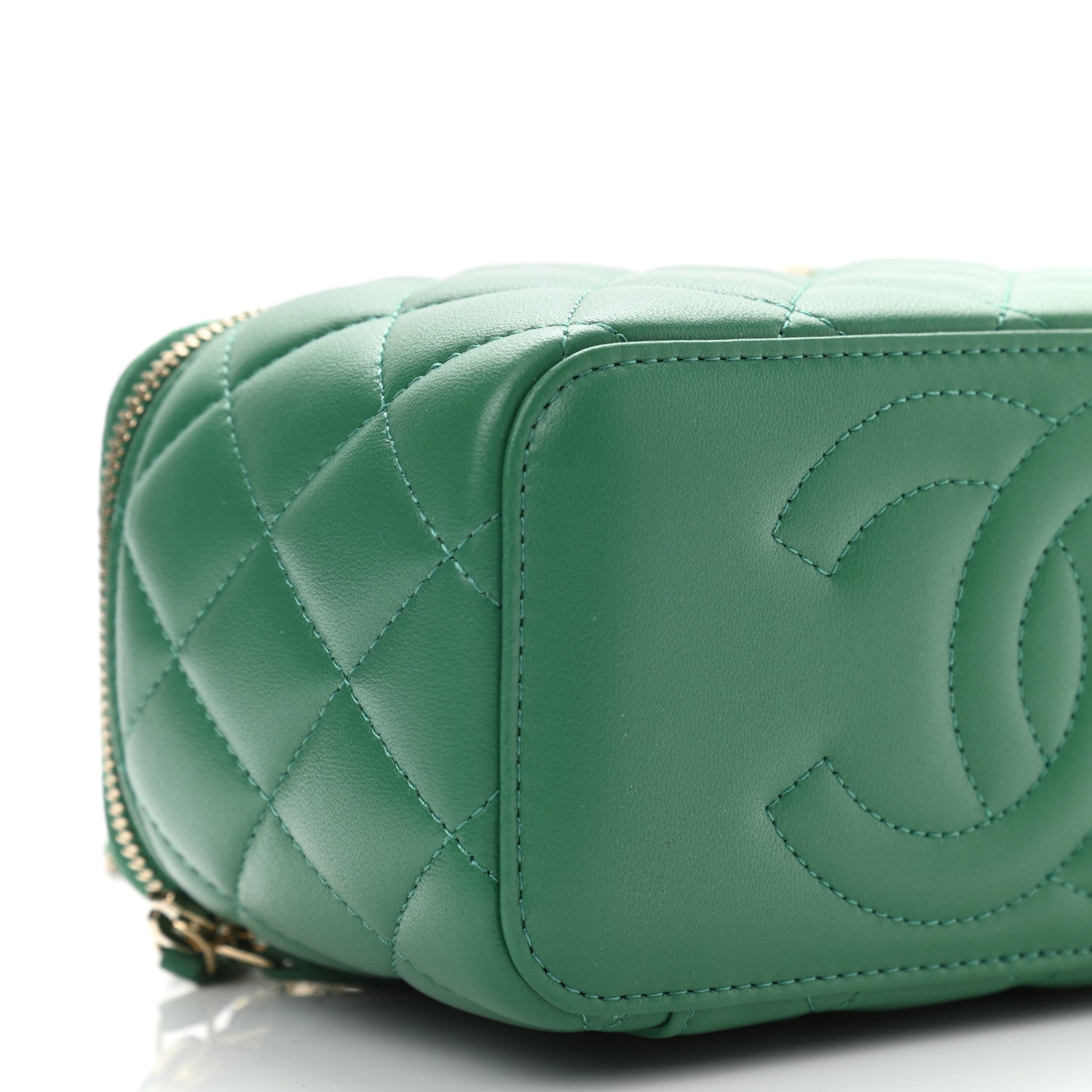 Chanel Lambskin Quilted Small Top Handle Vanity Case With Chain Green 8 of 10