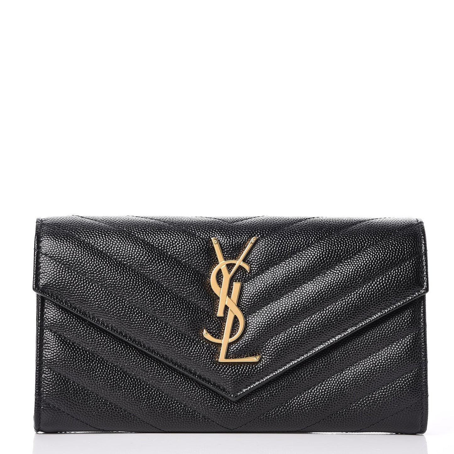 Grain De Poudre Matelasse Chevron Monogram Flap Wallet Black