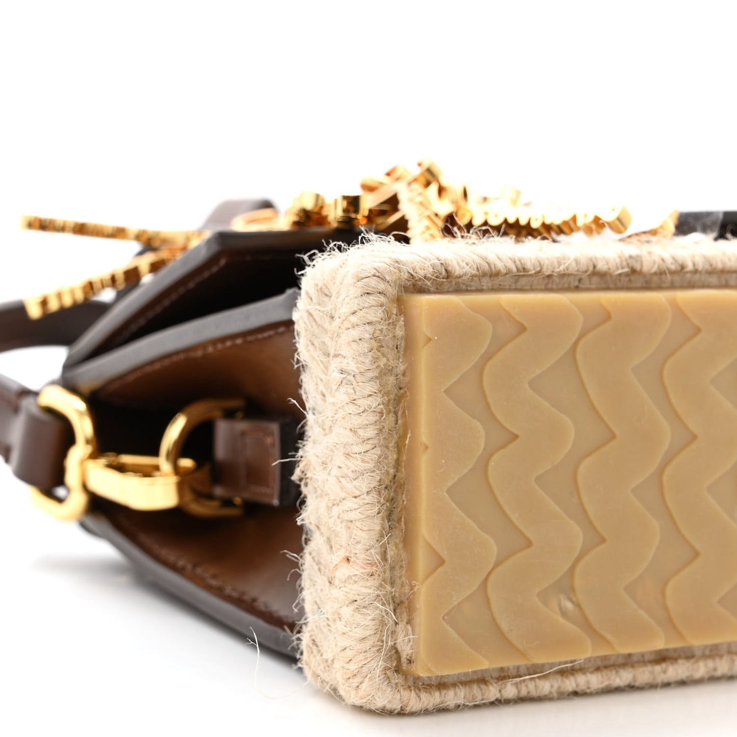 Calfskin Raffia Le Chiquito Long Cordao Brown