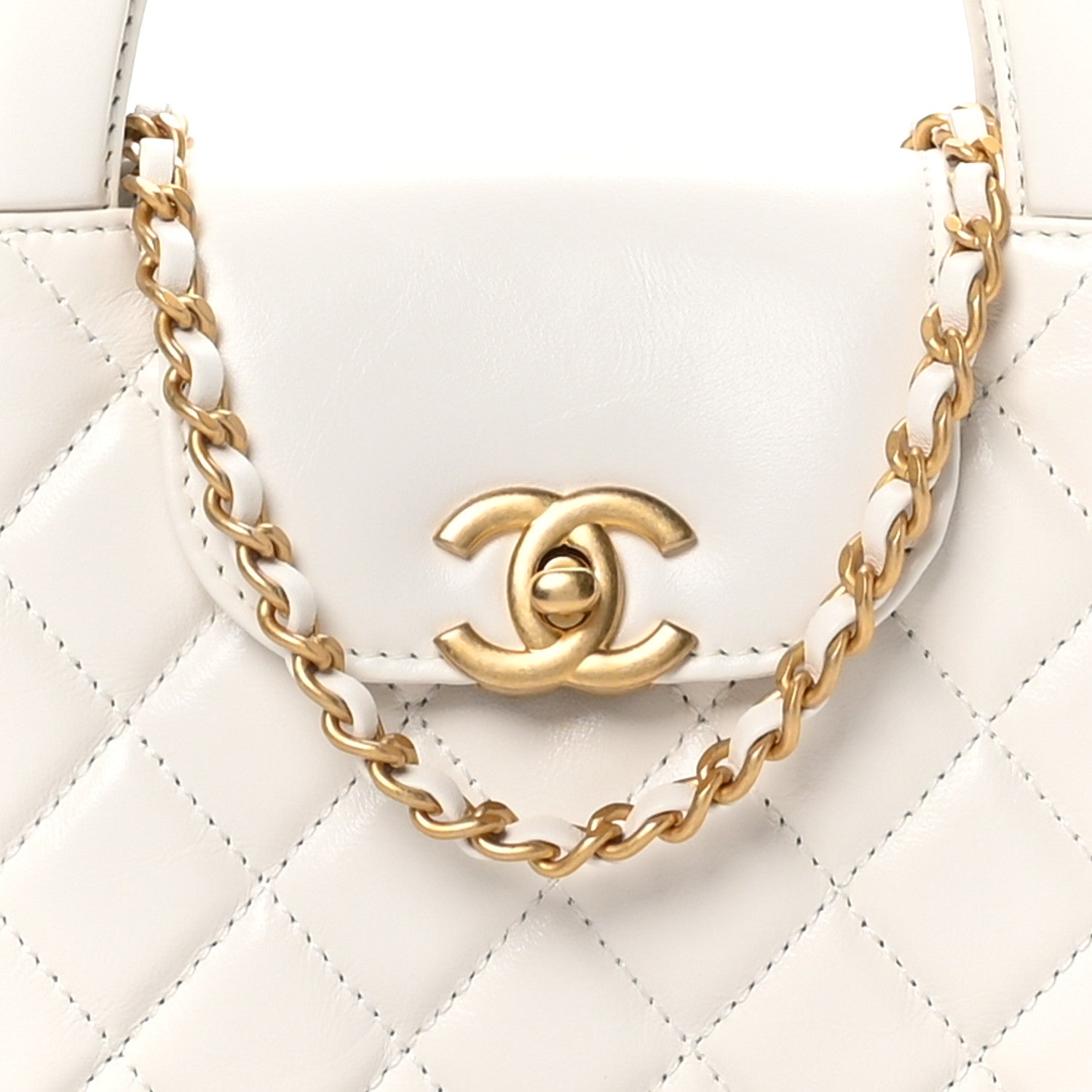 Chanel Shiny Aged Calfskin Quilted Nano Kelly Shopper White 8 of 10