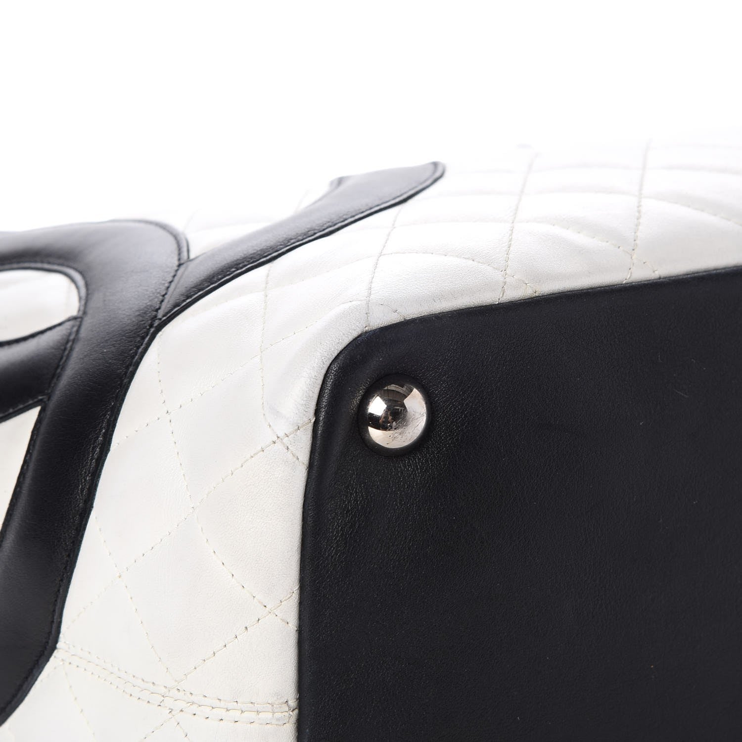 Chanel Calfskin Quilted Large Cambon Tote White Black 10 of 14