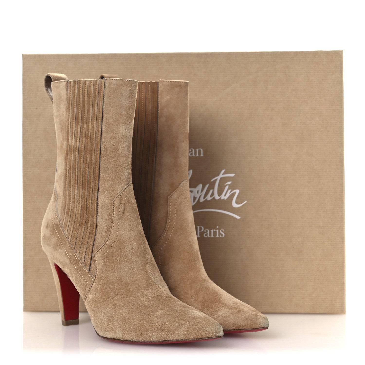 Christian Louboutin Veau Velours Santigag 85 Ankle Boots 37 Lionne