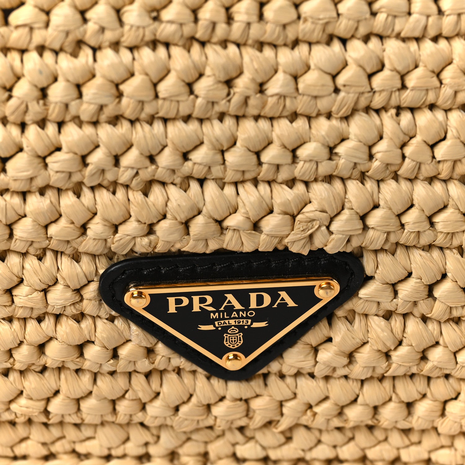 Prada Yarn Raffia Effect Crochet Embroidered Logo Tote Messenger Bag Naturale 6 of 8