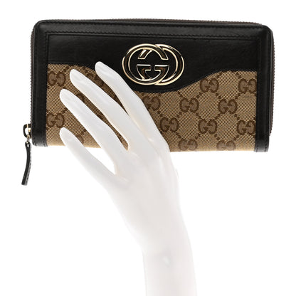Gucci Monogram Margaux Calfskin Sukey Zip Around Wallet Beige Ebony Cocoa 2 of 8