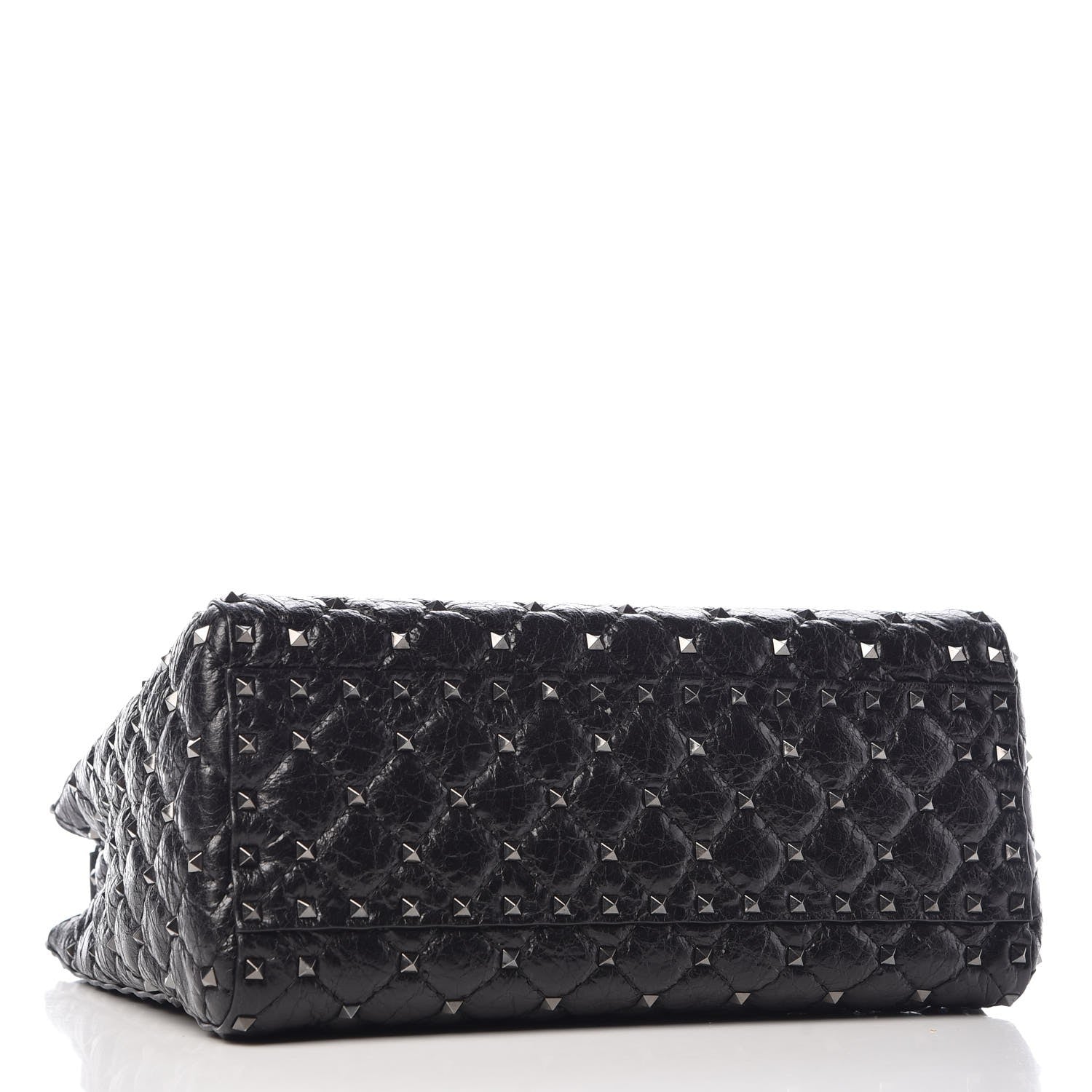 Valentino Garavani Craquele Nappa Rockstud Spike Tote Black 4 of 9