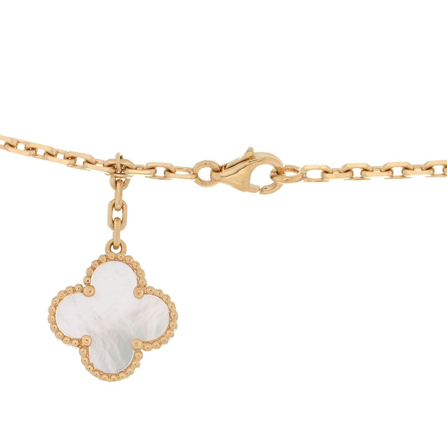 18K Yellow Gold Mother of Pearl 6 Motifs Magic Alhambra Necklace
