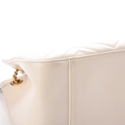Gucci Calfskin Matelasse Medium GG Marmont Shoulder Tote Bag White 8 of 12