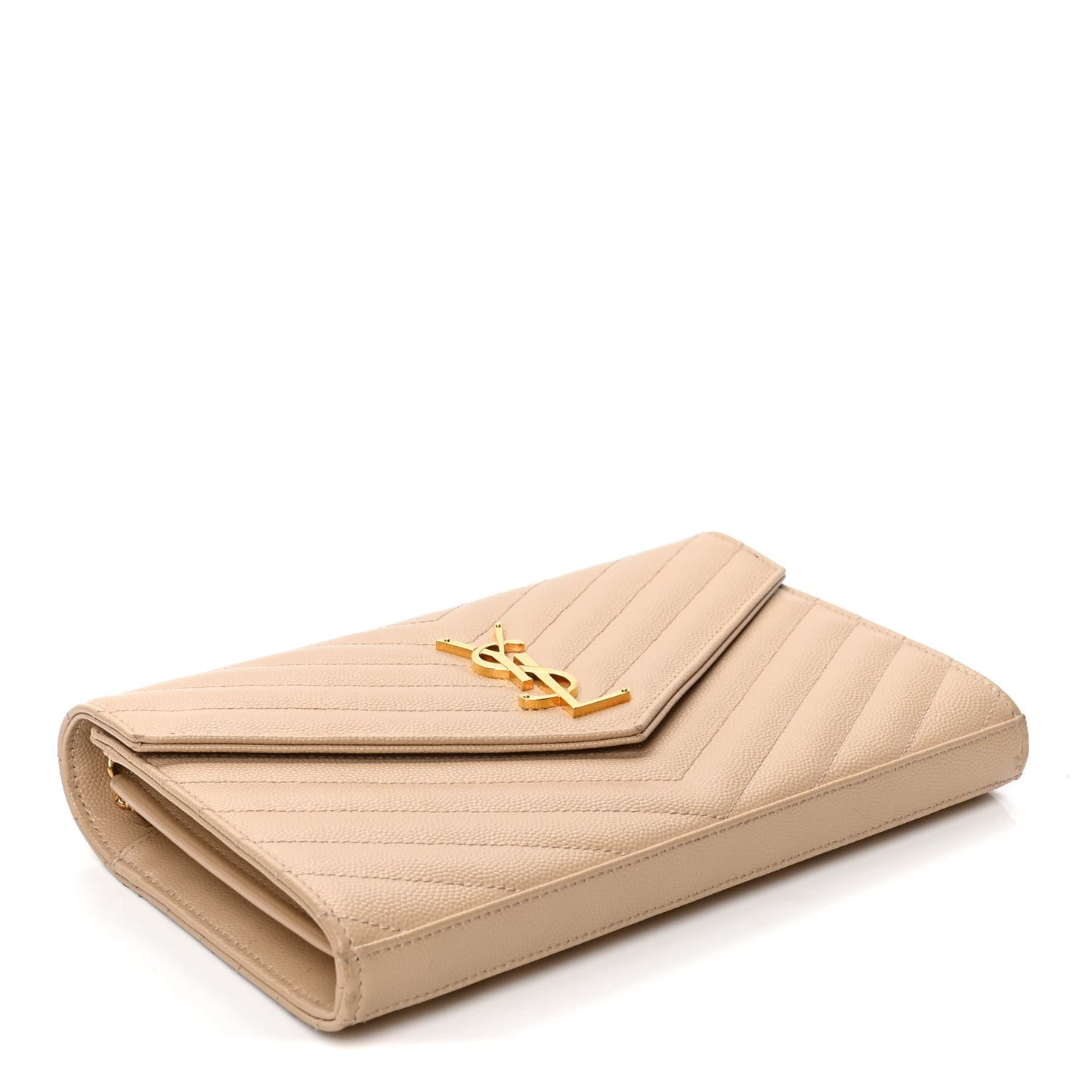 Grain De Poudre Matelasse Chevron Monogram Chain Wallet Nude Powder