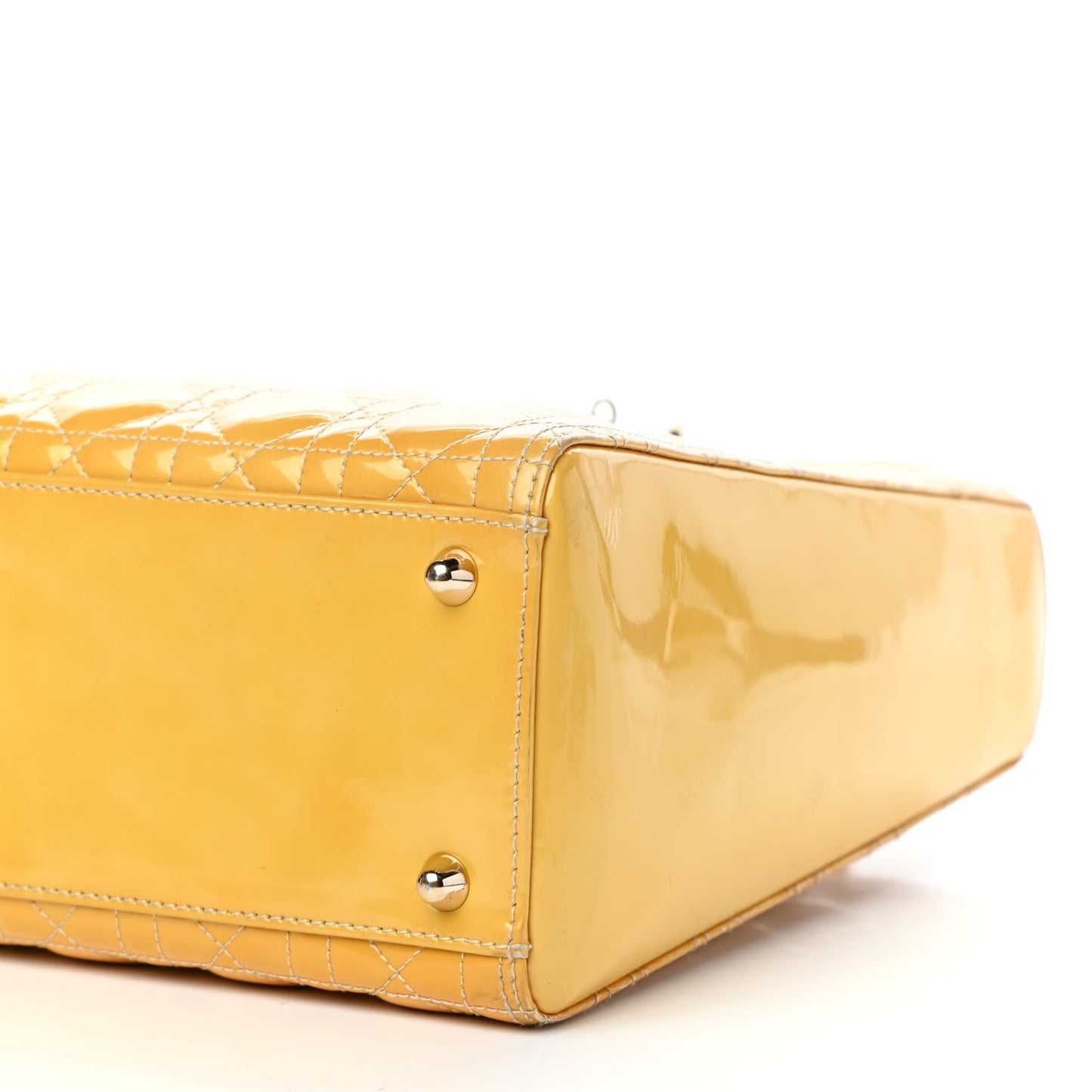 Patent Cannage Large Lady Dior Yellow