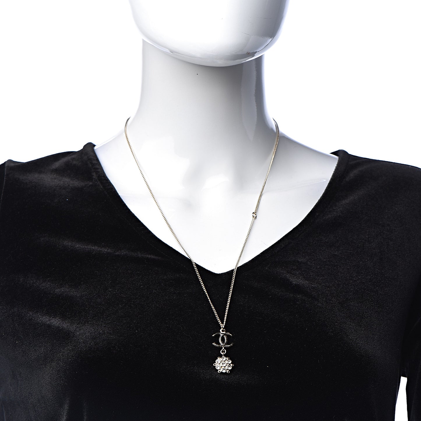 Crystal Resin CC Drop Pendant Necklace Gold