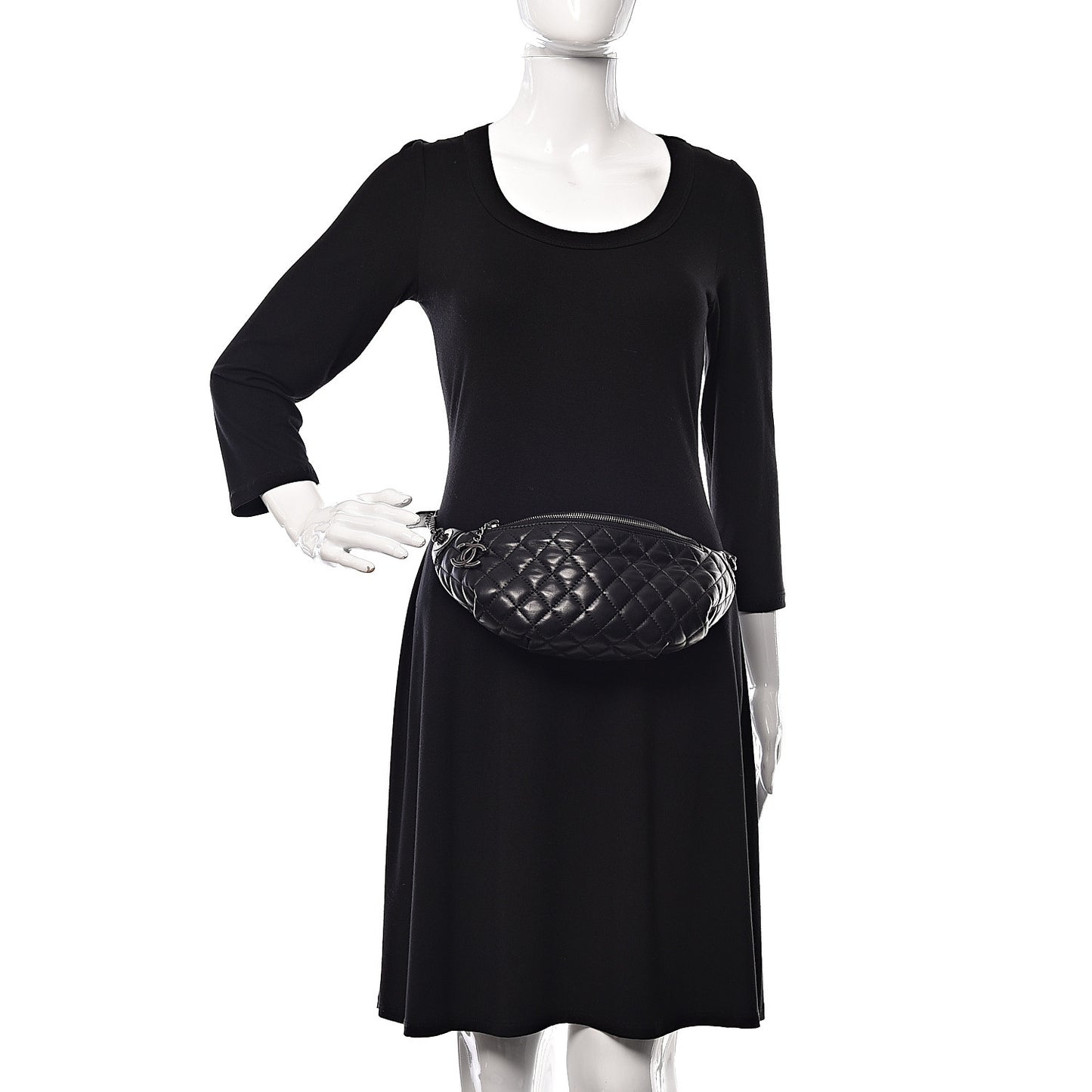 Calfskin Quilted Belt Me Up Waist Bag Black