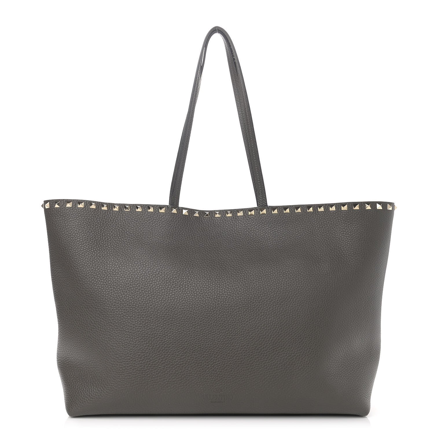 Valentino Garavani Grained Calfskin Rockstud Shoulder Tote Graphite 1 of 13