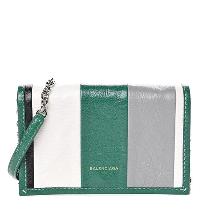 Balenciaga Agneau Arena Multicolore Bazar Chain Shoulder Bag Green Grey Black 1 of 10