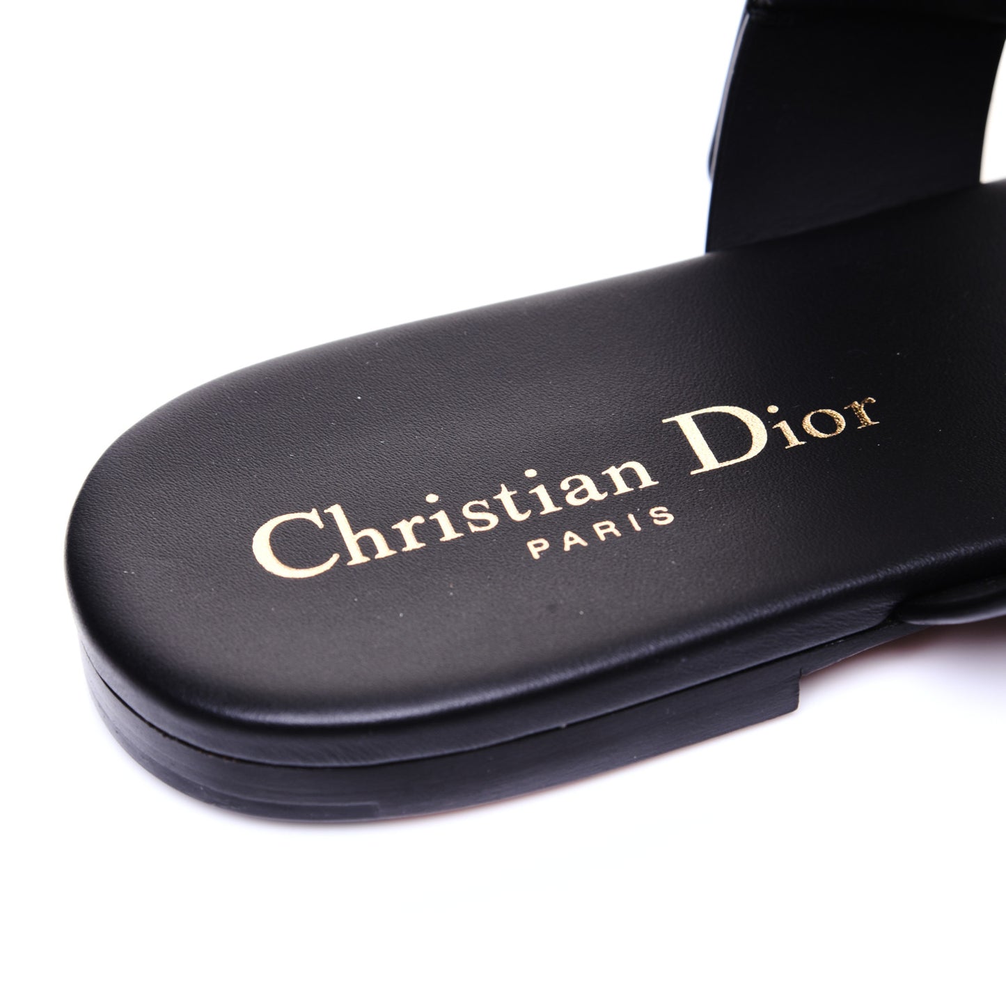 Calfskin D-Dior Slide Flat Sandals 36 Black