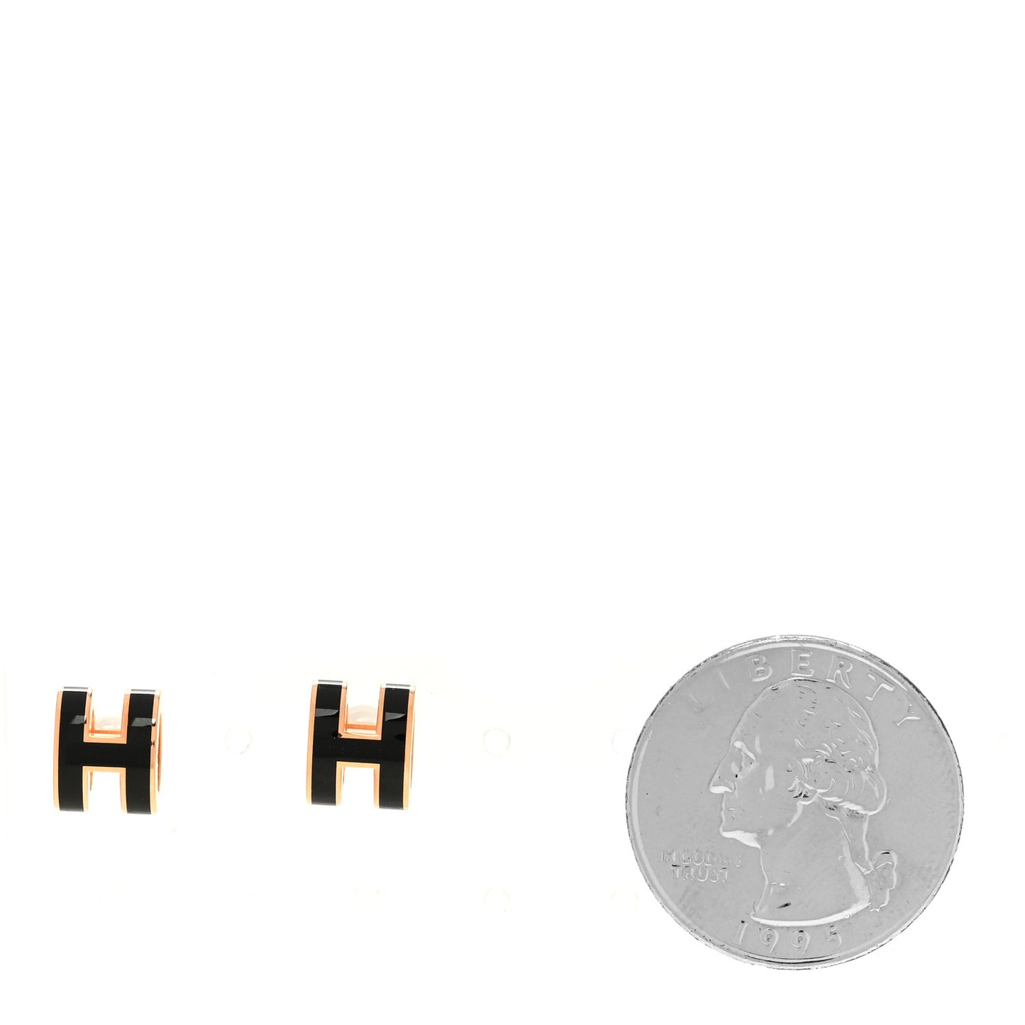 Rose Gold Lacquered Mini Pop H Earrings Black