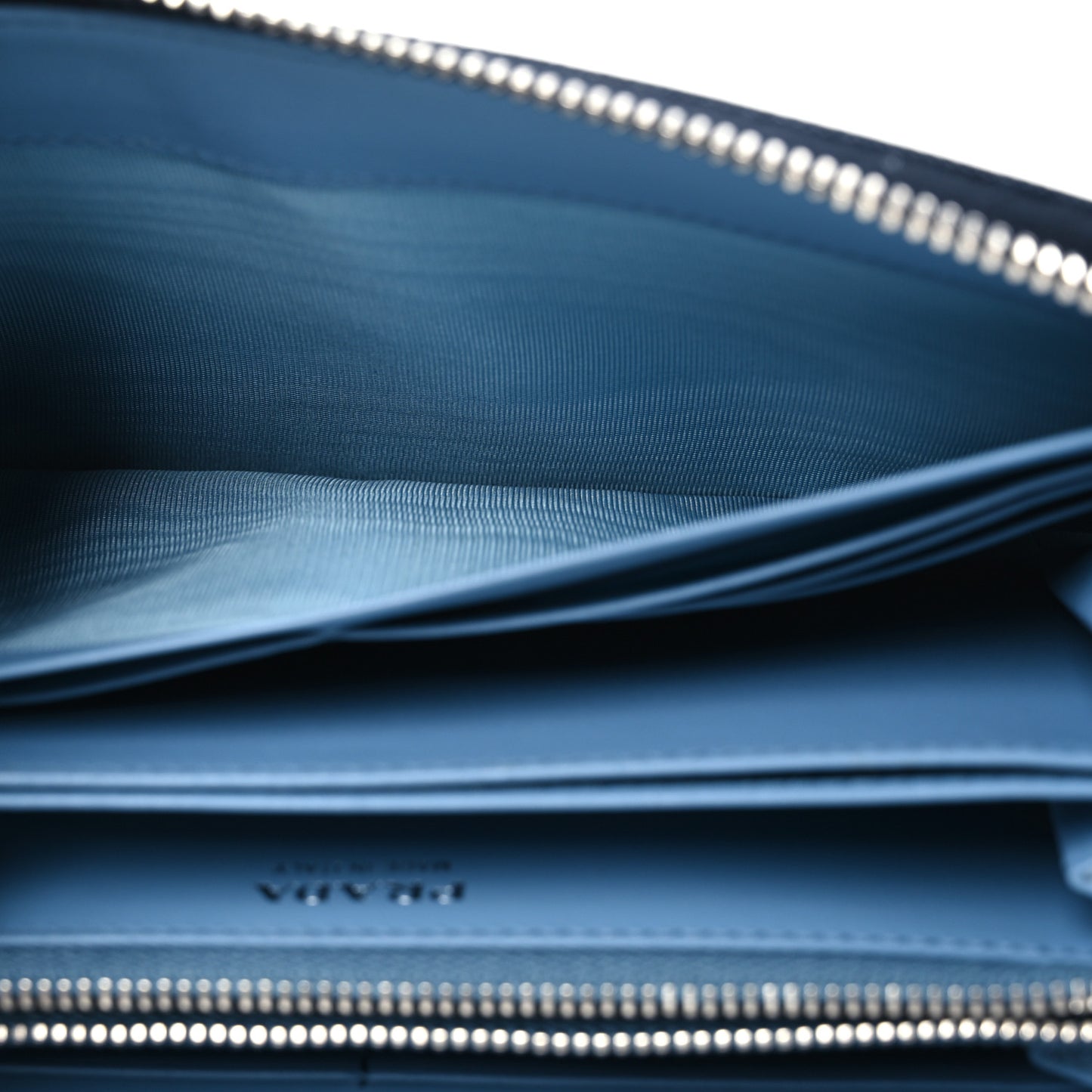 Saffiano Metal Zip Around Wallet Navy Blue