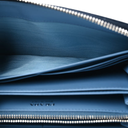 Prada Saffiano Metal Zip Around Wallet Navy Blue 10 of 14