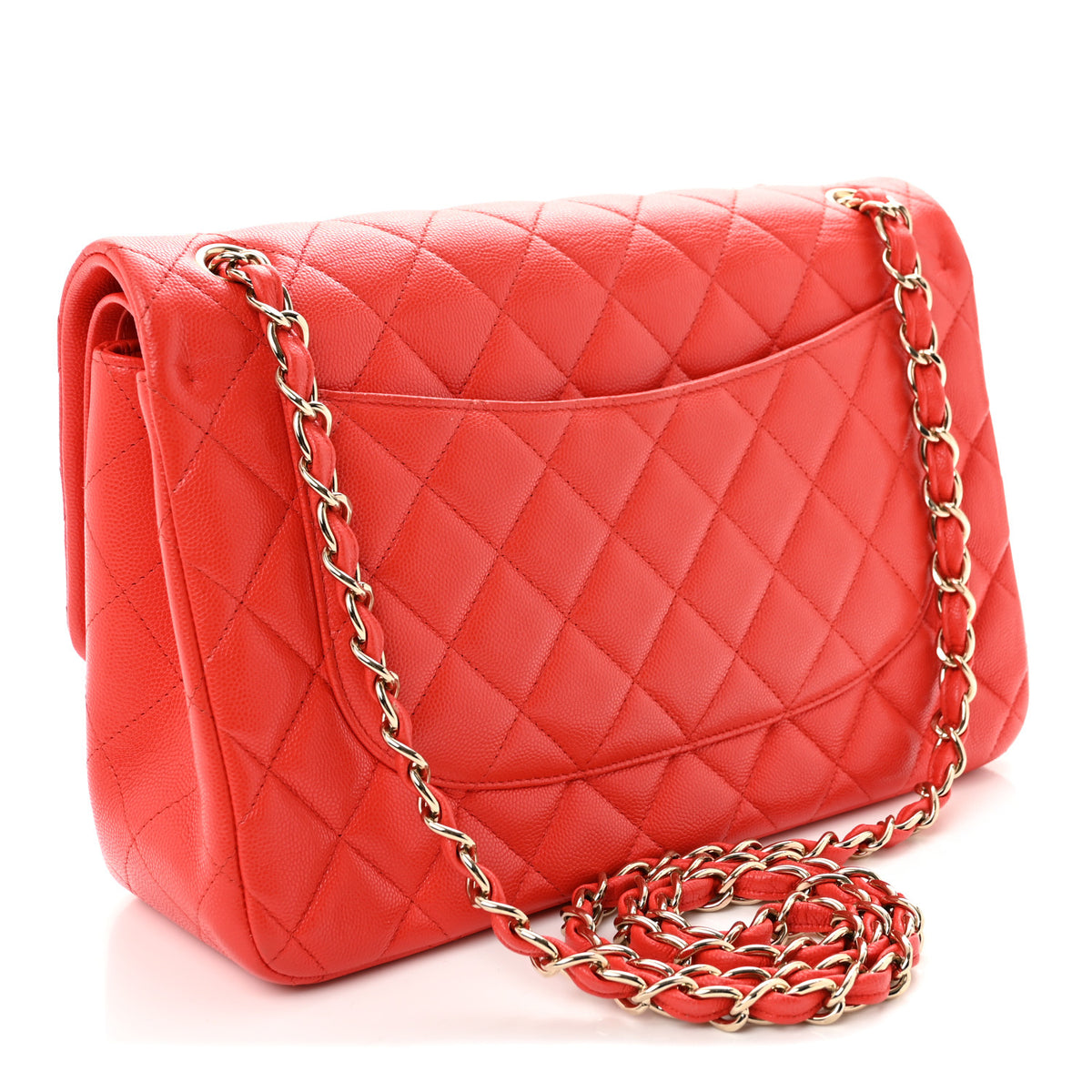 Chanel Caviar Quilted Jumbo Double Flap Red 3 of 10