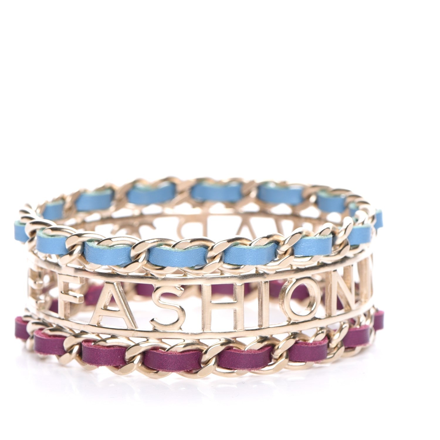 Chanel Lambskin Chain Bangle Blue Purple Gold 3 of 5