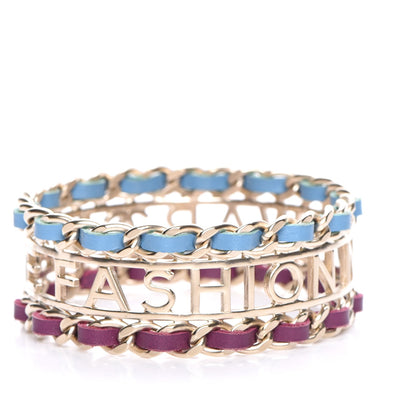 Chanel Lambskin Chain Bangle Blue Purple Gold 3 of 5