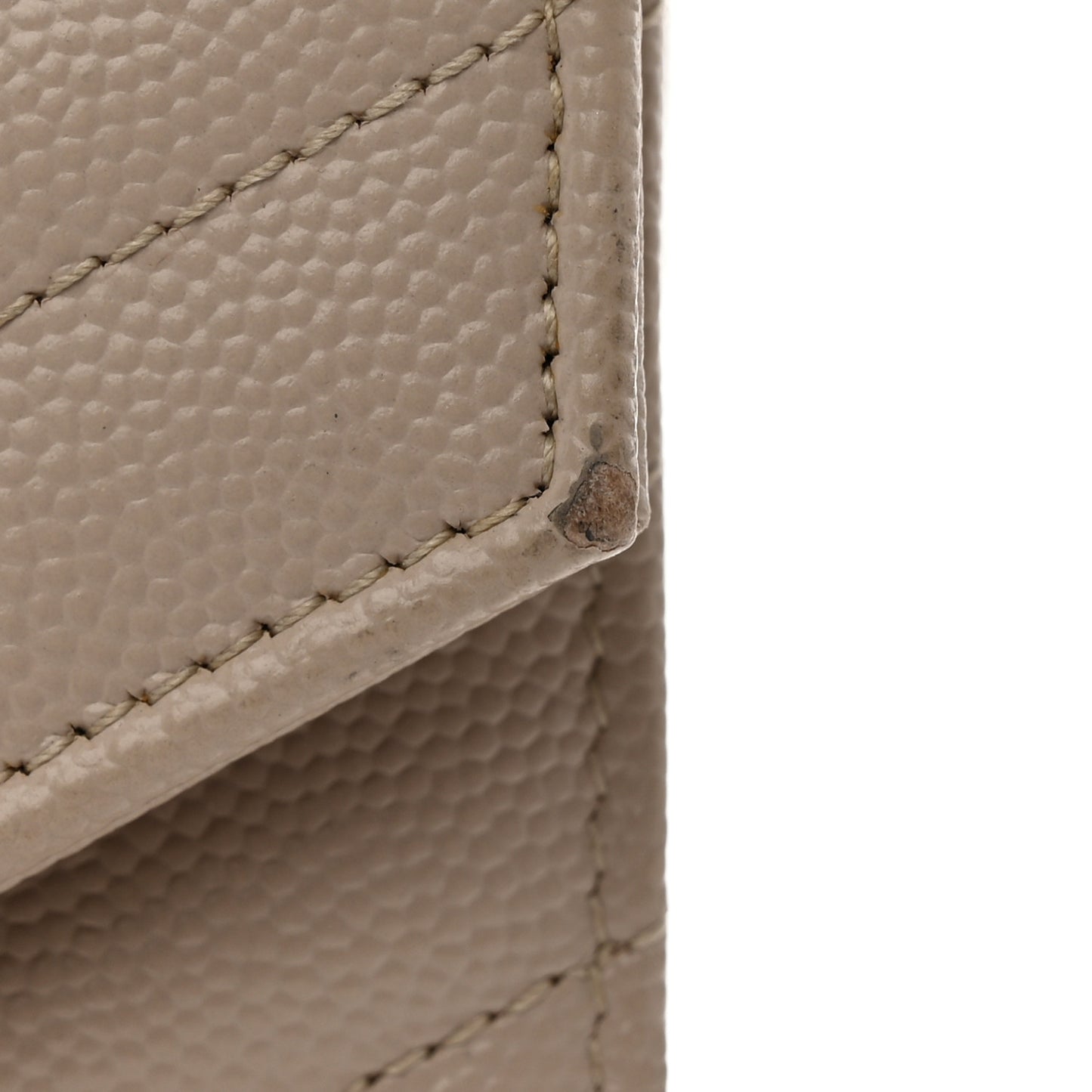 Grain De Poudre Matelasse Chevron Monogram Envelope Chain Wallet Dark Beige