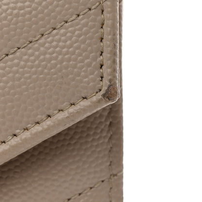 Saint Laurent Grain De Poudre Matelasse Chevron Monogram Envelope Chain Wallet Dark Beige 11 of 16