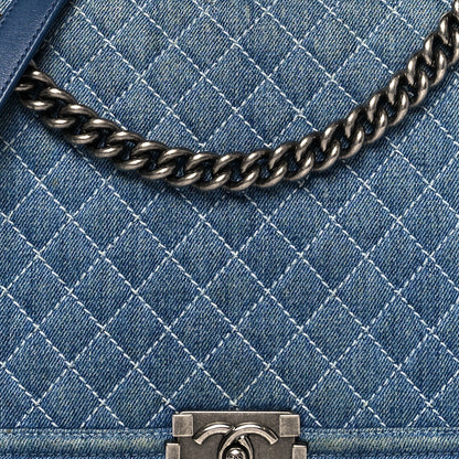 Chanel Denim Quilted Large Boy Flap Blue 7 of 11