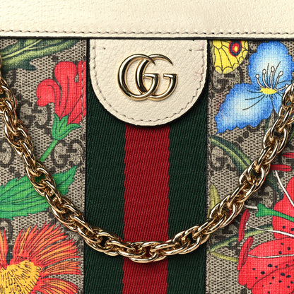 Gucci GG Supreme Monogram Flora Web Small Ophidia Chain Shoulder Bag White 9 of 12