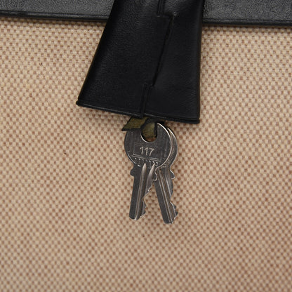 Hermes Toile Vache Calfskin Herbag 30 PM Bag Natural Black 9 of 11