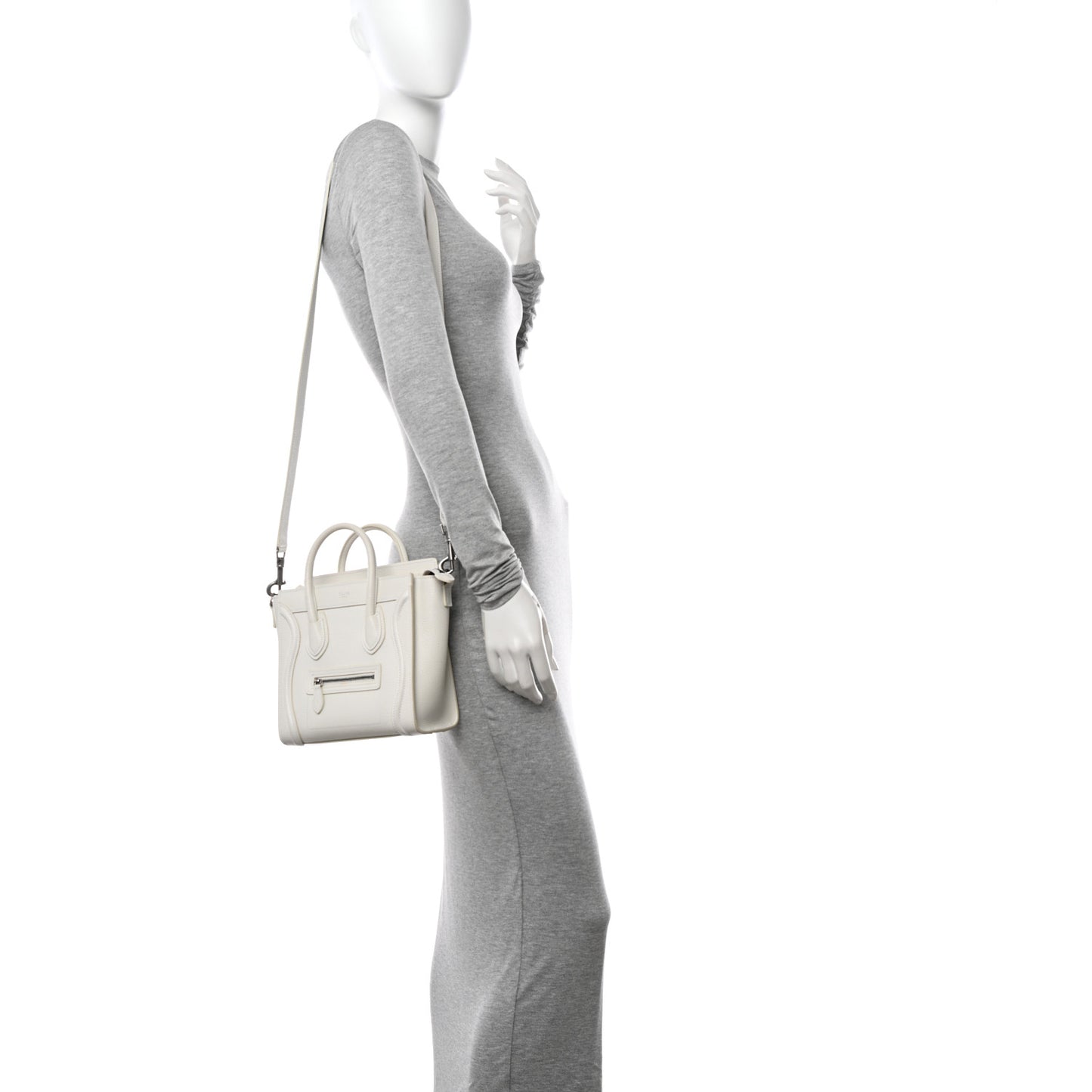 Drummed Calfskin Nano Luggage White