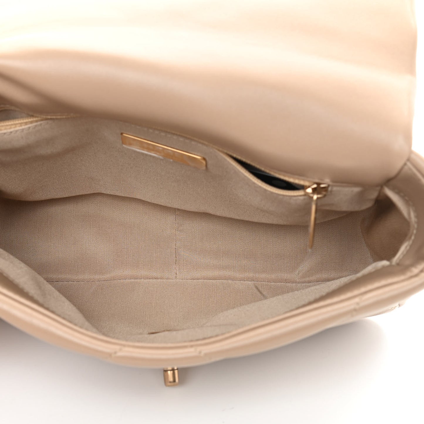 Lambskin Quilted Medium Chanel 19 Flap Dark Beige