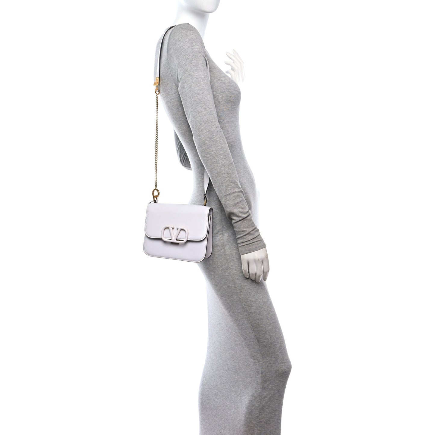 Smooth Calfskin Small VSling Shoulder Bag White