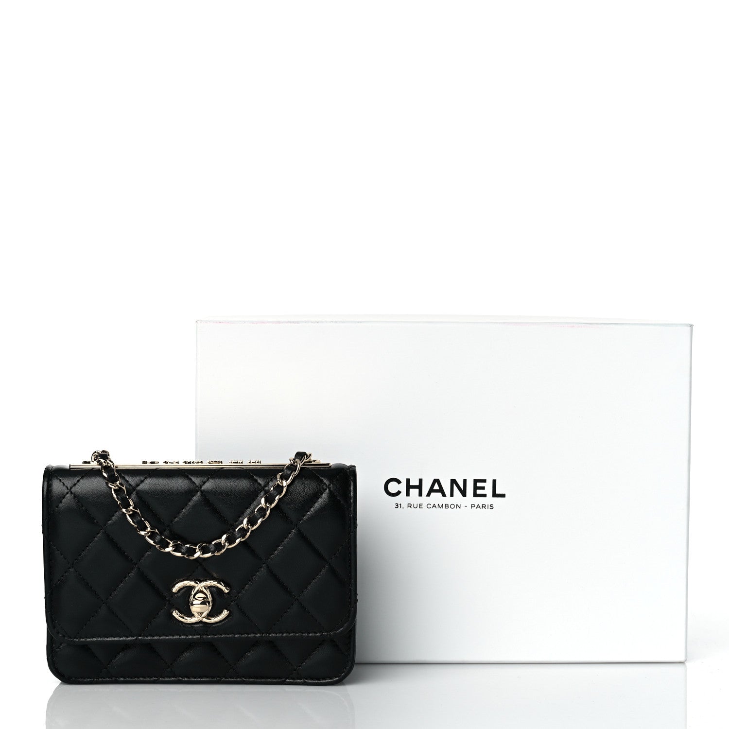 Chanel Lambskin Quilted Mini Trendy CC Wallet On Chain WOC Black 12 of 12