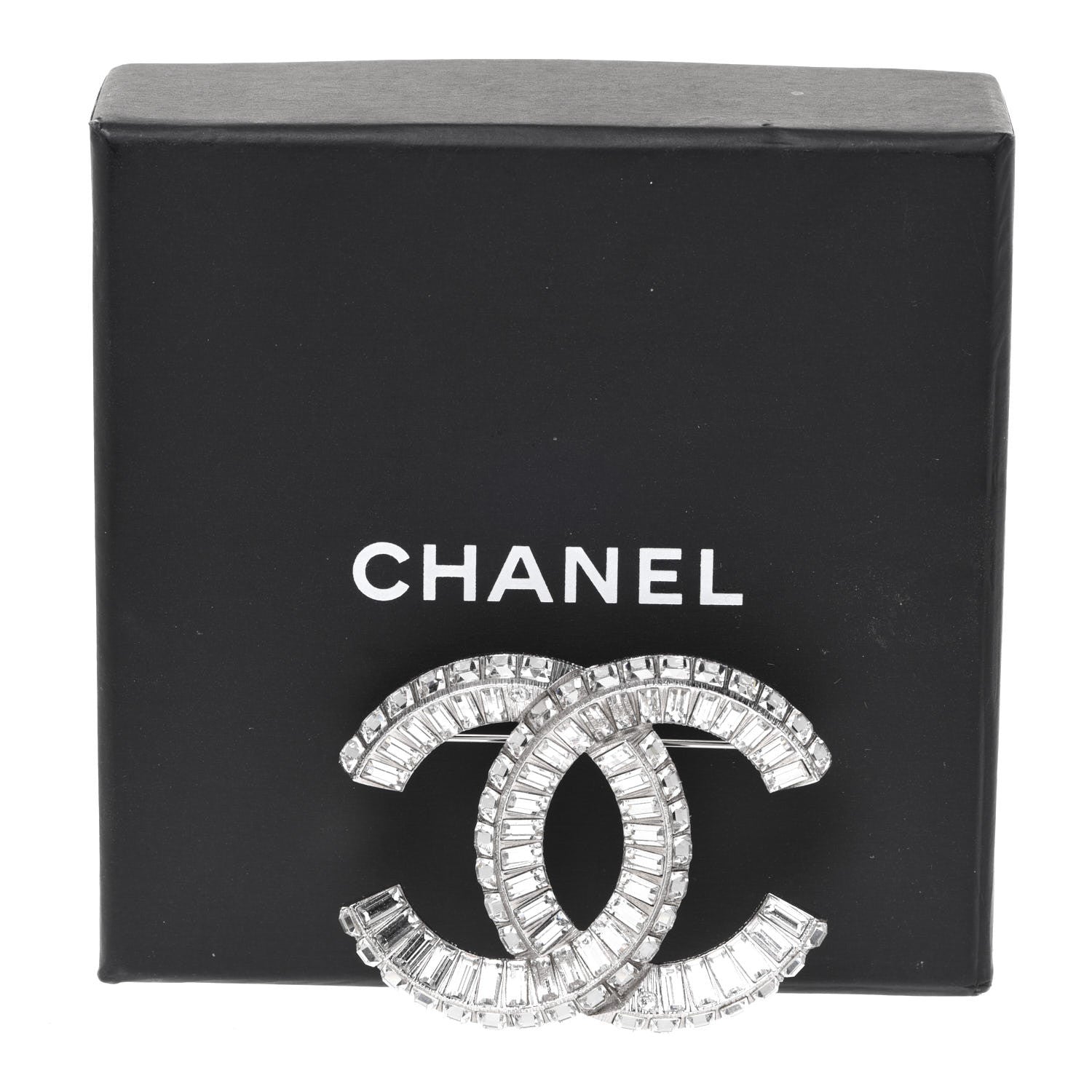 Chanel Baguette Crystal CC Brooch Silver 5 of 5