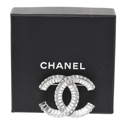Chanel Baguette Crystal CC Brooch Silver 5 of 5